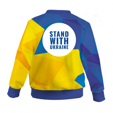 Kurtka bomber dziecięca Fullprint Stand with UKRAINE geometric 2