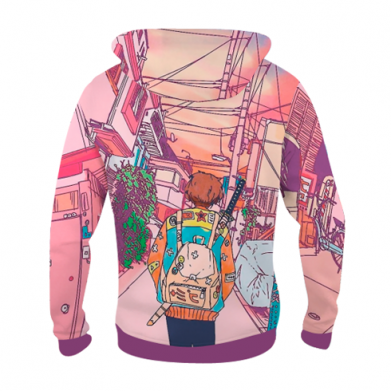 Dziecięca bluza z kapturem Fullprint Japanese city art 2