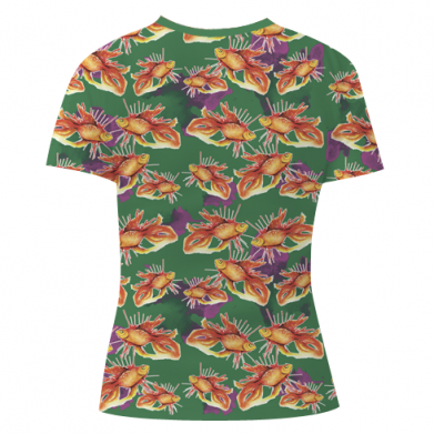 Damska koszulka Fullprint Fish on a green background 2