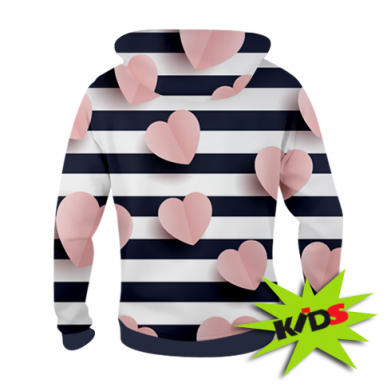 Dziecięca bluza z kapturem Fullprint Heart and stripes 2