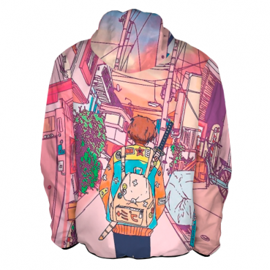 Męska kurtka lekka Fullprint Japanese city art 2