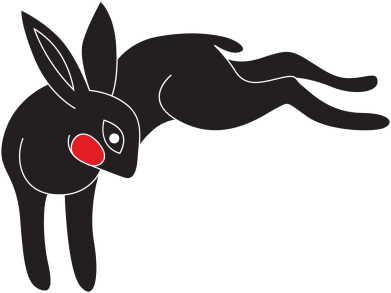 Naszywka prostokątna z zającami i królikami Embarrassed black bunny 2