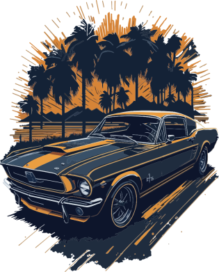 Naszywka prostokątna Ford Mustang i palma 2