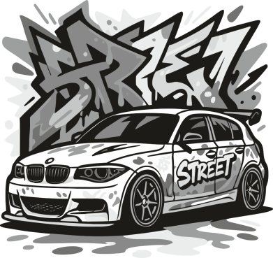 Bluza z kapturem męska BMW serii 1 e87 street art 2