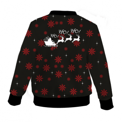 Kurtka bomber dziecięca Fullprint na Nowy Rok Ho! ho! ho! Mikołaj i jelenie 2