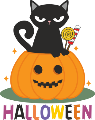 Naszywka tarcza na Halloween Kot, dynia i cukierki 2