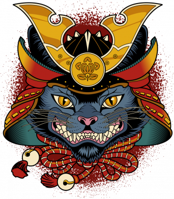 Bluza z kapturem męska z kotami Samurai cat 2