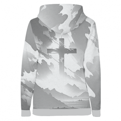 Damska bluza z kapturem Fullprint Sztuka Jezusa w kolorze szarym 2