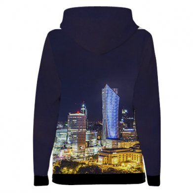 Damska bluza z kapturem Fullprint Warszawa nocą miasto 2