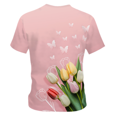 Dziecięca koszulka Fullprint na Dzień Kobiet Tulipany i motyl 2