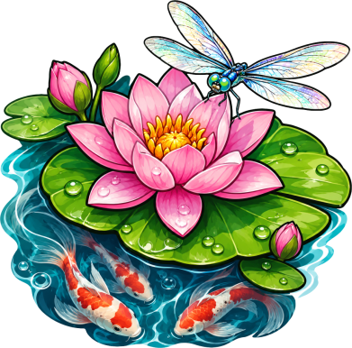Koszulka polo dziecięca Lily pad and fish koi 2