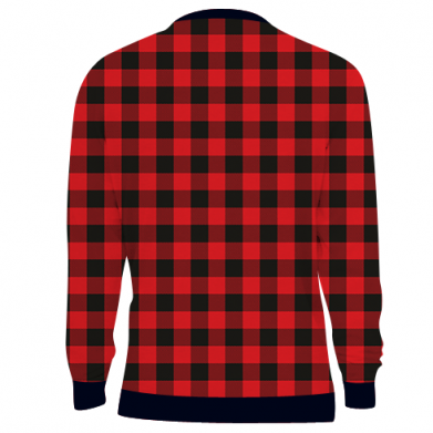 Bluza Fullprint na Nowy Rok Mikołaj na tle czerwonej klatki 2