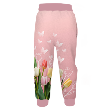 Dziecięce spodnie Fullprint na Dzień Kobiet Tulipany i motyl 2