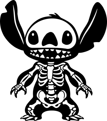Koszulka dziecięca na Halloween Szkielet Stitch 2