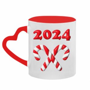 Kubki z uchwytem w kształcie serca dwukolorowe