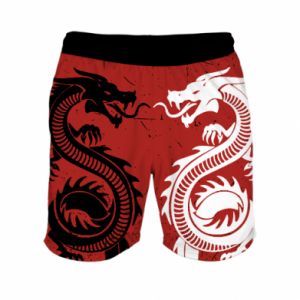 Męskie szorty sportowe Fullprint Dragons Black White