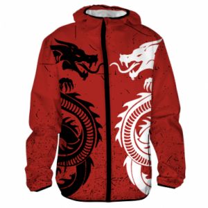 Męska kurtka lekka Fullprint Dragons Black White