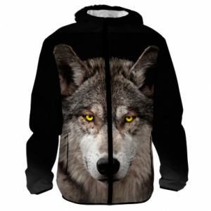 Męska kurtka lekka Fullprint Wolf with yellow eyes