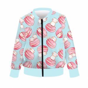 Kurtka bomber dziecięca Fullprint Kocięta w makaronikach - PrintSalon Kurtka bomber dziecięca Fullprint Kocięta w makaronikach
