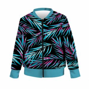 Kurtka bomber dziecięca Fullprint Neon Palm Leaves - PrintSalon Kurtka bomber dziecięca Fullprint Neon Palm Leaves