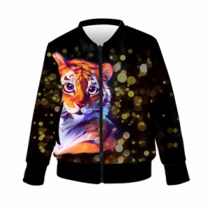 Kurtka bomber dziecięca Fullprint Efekt tygrysa i bokeh - PrintSalon Kurtka bomber dziecięca Fullprint Efekt tygrysa i bokeh