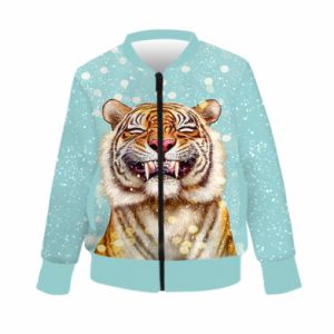 Kurtka bomber dziecięca Fullprint tygrys i śnieg - PrintSalon Kurtka bomber dziecięca Fullprint tygrys i śnieg