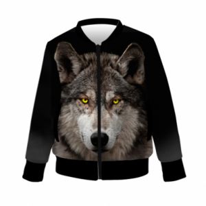 Kurtka bomber dziecięca Fullprint Wolf with yellow eyes - PrintSalon Kurtka bomber dziecięca Fullprint Wolf with yellow eyes