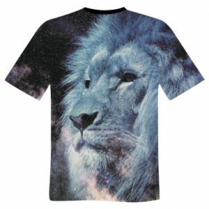 Męska koszulka Fullprint Face of a lion on the background of space