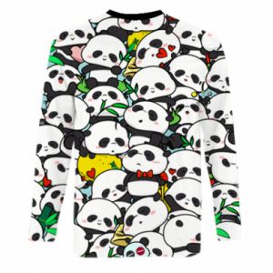 Mięskie 3d longslevee Funny pandas