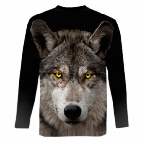 Mięskie 3d longslevee Wolf with yellow eyes