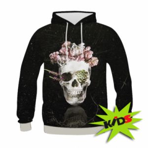 Dziecięca bluza z kapturem Fullprint Skull and flowers