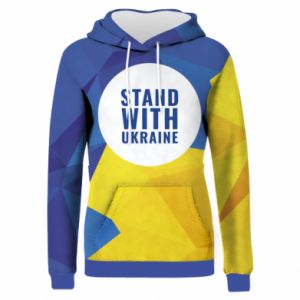 Damska bluza z kapturem Fullprint Stand with UKRAINE geometric