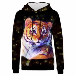 Damska bluza z kapturem Fullprint Efekt tygrysa i bokeh