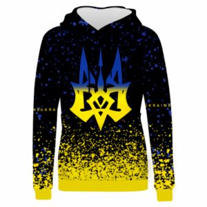 Damska bluza z kapturem Fullprint Ukraine, yellow blue