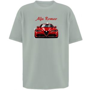 Koszulka oversize damska Alfa Romeo czerwony - PrintSalon Koszulka oversize damska Alfa Romeo czerwony