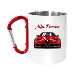 Kubek metalowy z uszkiem karabińczykiem Alfa Romeo czerwony - PrintSalon Kubek metalowy z uszkiem karabińczykiem Alfa Romeo czerwony