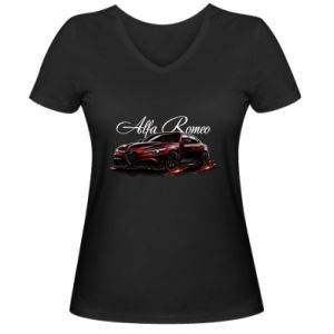 Koszulka V-neck damska Alfa romeo Giulia