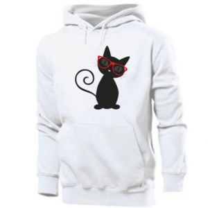 Bluza z kapturem męska z kotami Cat in red glasses