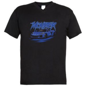 Koszulka V-neck męska Chevrolet Corvette niebieski