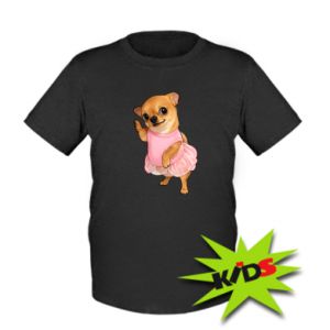 Koszulka dziecięca z psami Chihuahua w sukience
