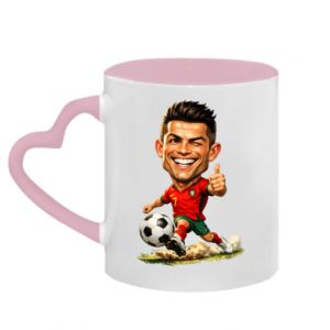 Kubek z uchwytem w kształcie serca dwokolorowy Cristiano Ronaldo