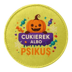 Naszywka okrągła na Halloween Cukierek albo Psikus
