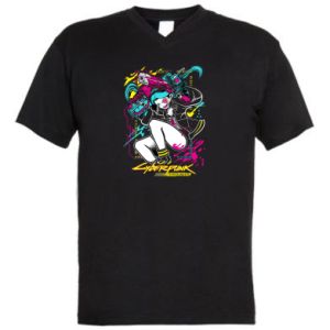 Koszulka V-neck męska Cyberpunkowa sztuka Rebekki