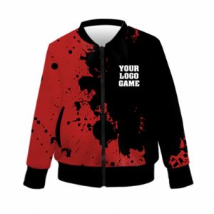 Kurtka bomber dziecięca Fullprint Czerwona kropelka i Twoje gra logo - PrintSalon Kurtka bomber dziecięca Fullprint Czerwona kropelka i Twoje gra logo