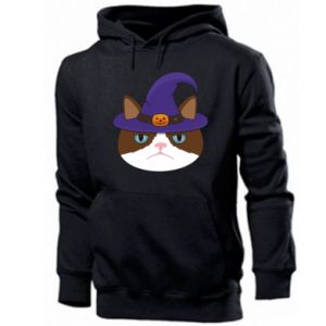 Bluza z kapturem męska na Halloween Displeased cat with a hat