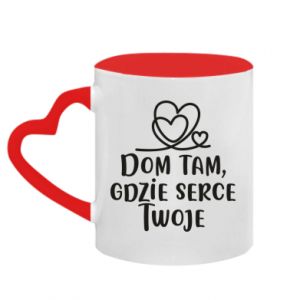 Kubek z uchwytem w kształcie serca dwokolorowy Dom tam, gdzie serce twoje