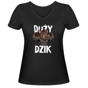 Koszulka V-neck damska Duży dzik
