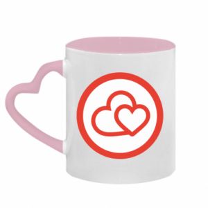 Kubki z uchwytem w kształcie serca dwukolorowe