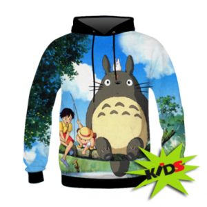 Dziecięca bluza z kapturem Fullprint  (M) Totoro on fishing (WYPRZEDAŻ)