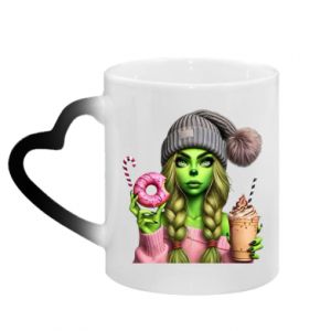 Kubek magiczny z uchwytem w kształcie serca Dziewczyna w stylu Grinch